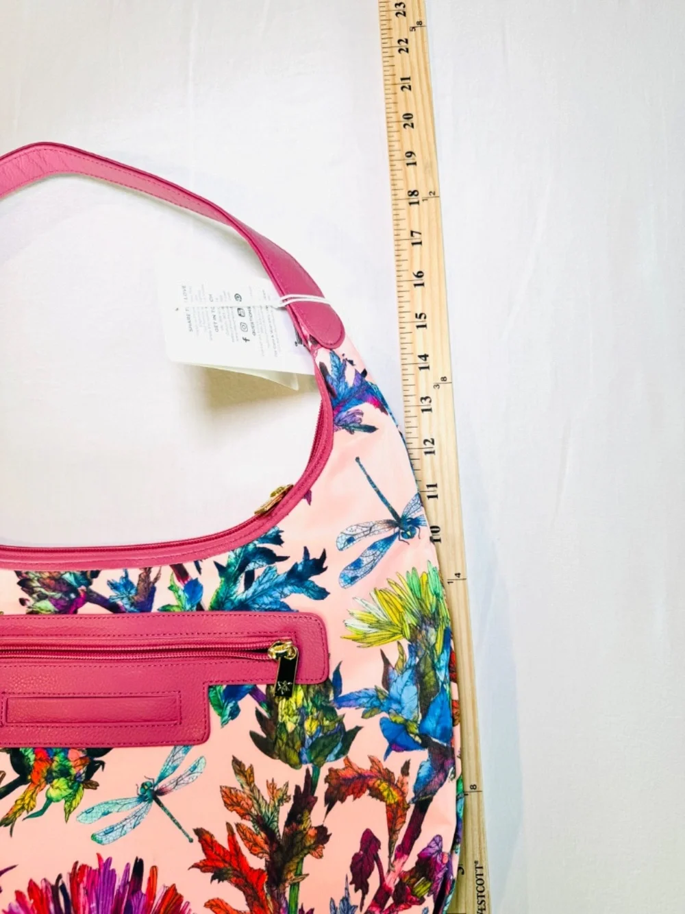 Anuschka Purse Hobo Sling Bag Wanderlust Collection Dragonfly Leather Trim New